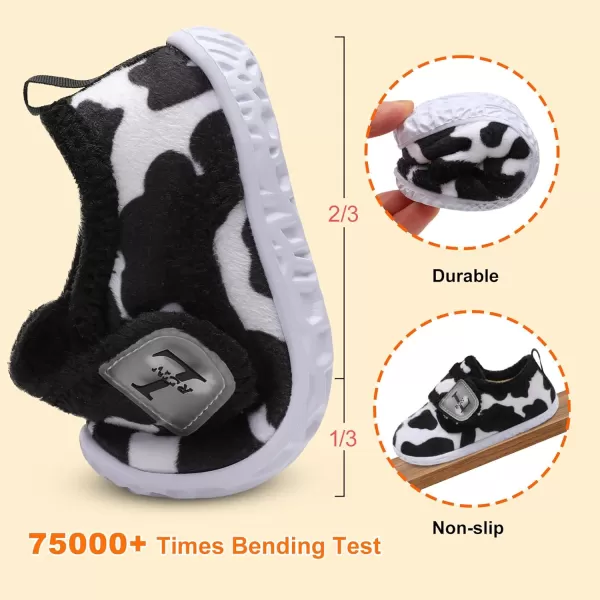 LRUN Toddler Slippers for Girls Boys Warm Household Shoes Kids Winter Slippers with Microfleece Lining for Indoor OutdoorCow