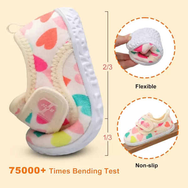 LRUN Toddler Slippers for Girls Boys Warm Household Shoes Kids Winter Slippers with Microfleece Lining for Indoor OutdoorHeart