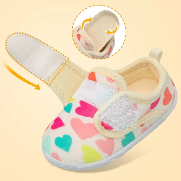 LRUN Toddler Slippers for Girls Boys Warm Household Shoes Kids Winter Slippers with Microfleece Lining for Indoor OutdoorHeart