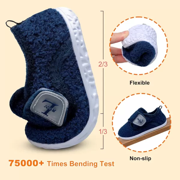 LRUN Toddler Slippers for Girls Boys Warm Household Shoes Kids Winter Slippers with Microfleece Lining for Indoor OutdoorNavy