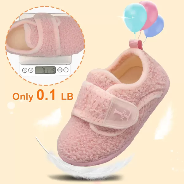 LRUN Toddler Slippers for Girls Boys Warm Household Shoes Kids Winter Slippers with Microfleece Lining for Indoor OutdoorPink