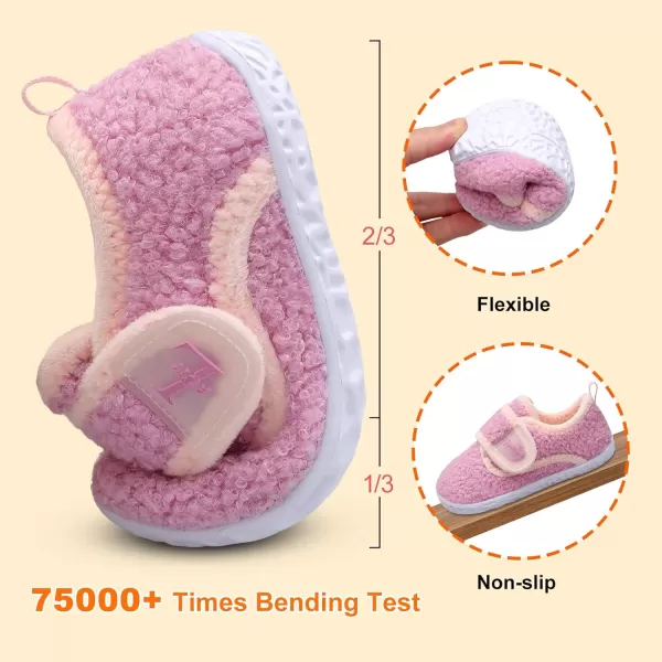 LRUN Toddler Slippers for Girls Boys Warm Household Shoes Kids Winter Slippers with Microfleece Lining for Indoor OutdoorPurple