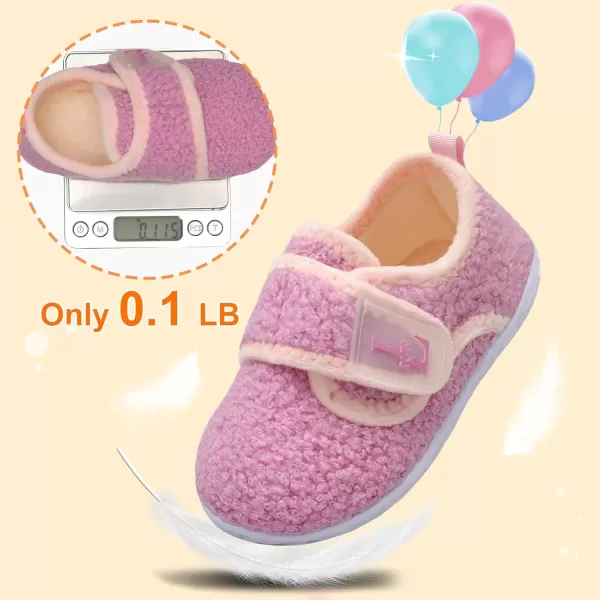 LRUN Toddler Slippers for Girls Boys Warm Household Shoes Kids Winter Slippers with Microfleece Lining for Indoor OutdoorPurple