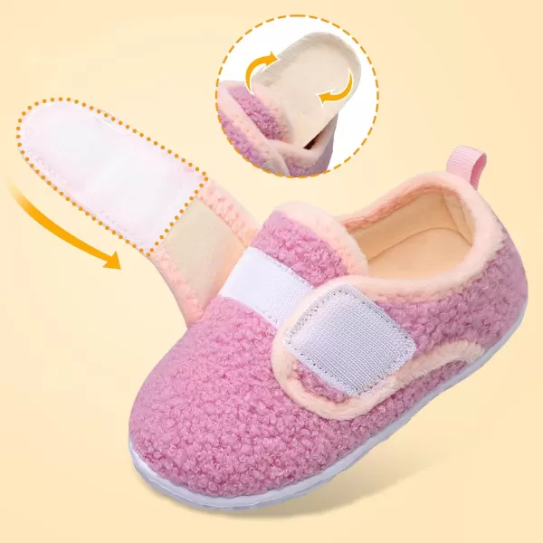 LRUN Toddler Slippers for Girls Boys Warm Household Shoes Kids Winter Slippers with Microfleece Lining for Indoor OutdoorPurple