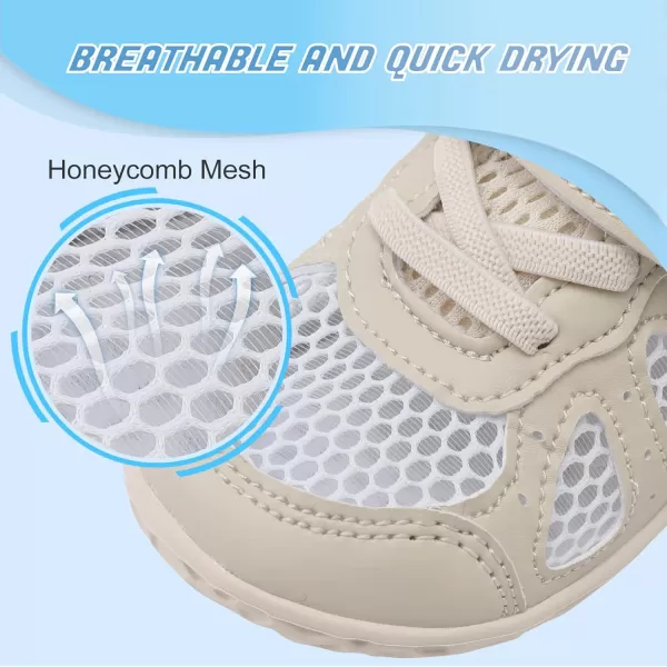 LRUN Toddler Sneakers Boys Girls Barefoot Summer Walking Shoes Toddler Boy Tennis Shoes Mesh LightweightBeige