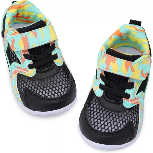 LRUN Toddler Sneakers Boys Girls Barefoot Summer Walking Shoes Toddler Boy Tennis Shoes Mesh LightweightBlack Blue