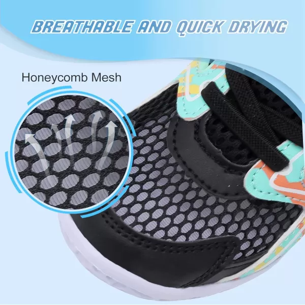 LRUN Toddler Sneakers Boys Girls Barefoot Summer Walking Shoes Toddler Boy Tennis Shoes Mesh LightweightBlack Blue