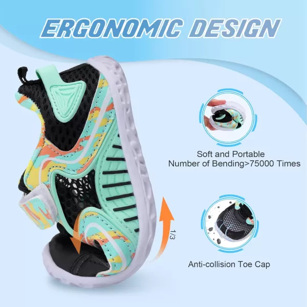 LRUN Toddler Sneakers Boys Girls Barefoot Summer Walking Shoes Toddler Boy Tennis Shoes Mesh LightweightBlack Blue