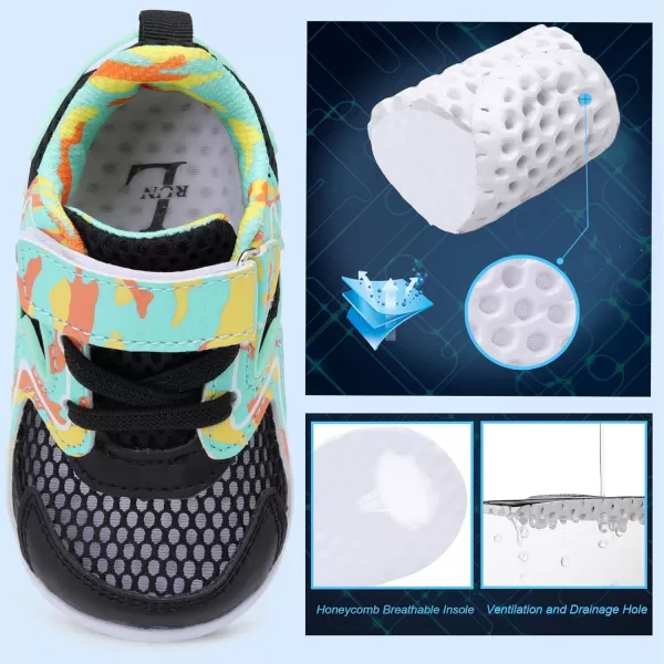 LRUN Toddler Sneakers Boys Girls Barefoot Summer Walking Shoes Toddler Boy Tennis Shoes Mesh LightweightBlack Blue