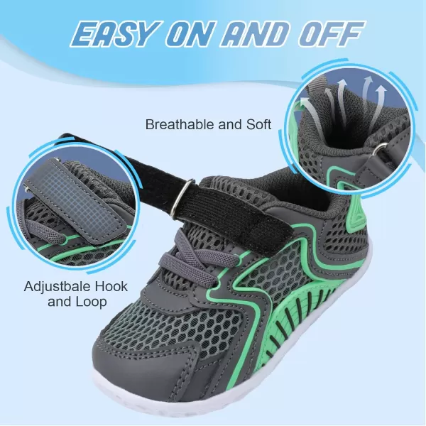 LRUN Toddler Sneakers Boys Girls Barefoot Summer Walking Shoes Toddler Boy Tennis Shoes Mesh LightweightDark Grey
