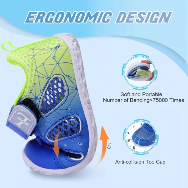 LRUN Toddler Sneakers Boys Girls Barefoot Summer Walking Shoes Toddler Boy Tennis Shoes Mesh LightweightG Blue Yellow