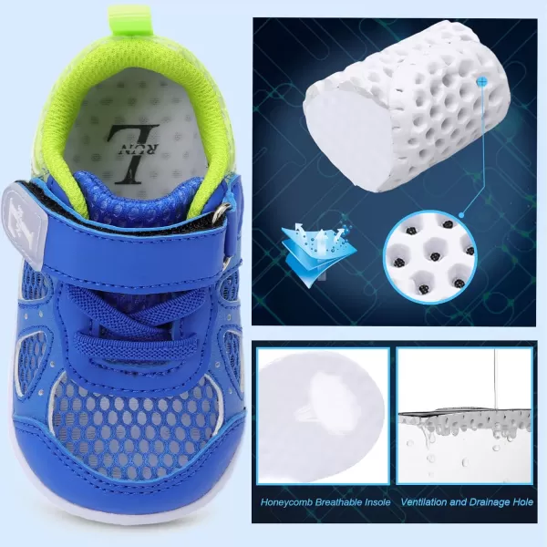 LRUN Toddler Sneakers Boys Girls Barefoot Summer Walking Shoes Toddler Boy Tennis Shoes Mesh LightweightG Blue Yellow