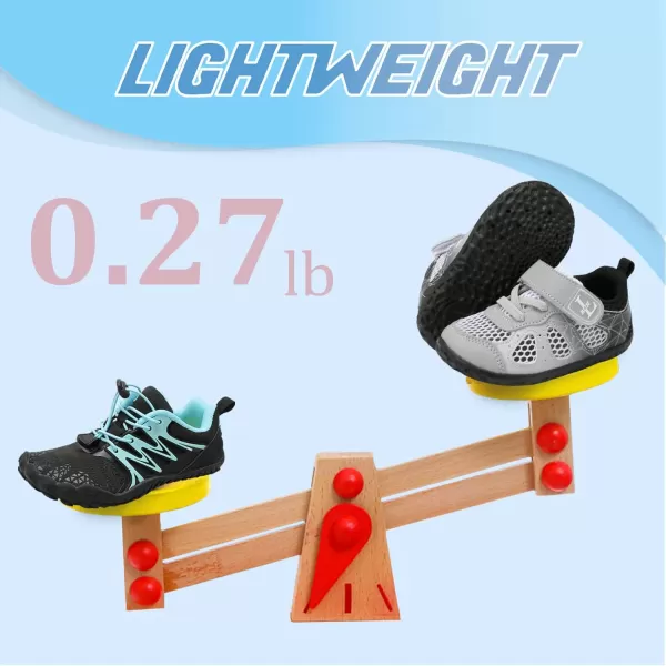 LRUN Toddler Sneakers Boys Girls Barefoot Summer Walking Shoes Toddler Boy Tennis Shoes Mesh LightweightG Grey Black