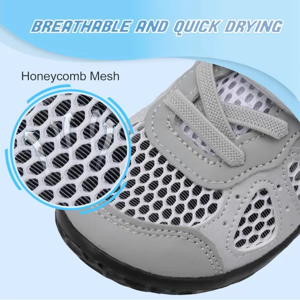 LRUN Toddler Sneakers Boys Girls Barefoot Summer Walking Shoes Toddler Boy Tennis Shoes Mesh LightweightG Grey Black