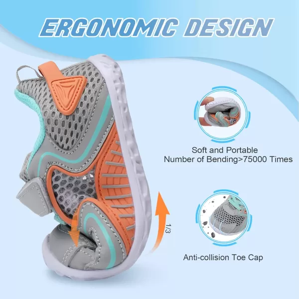 LRUN Toddler Sneakers Boys Girls Barefoot Summer Walking Shoes Toddler Boy Tennis Shoes Mesh LightweightLight Grey