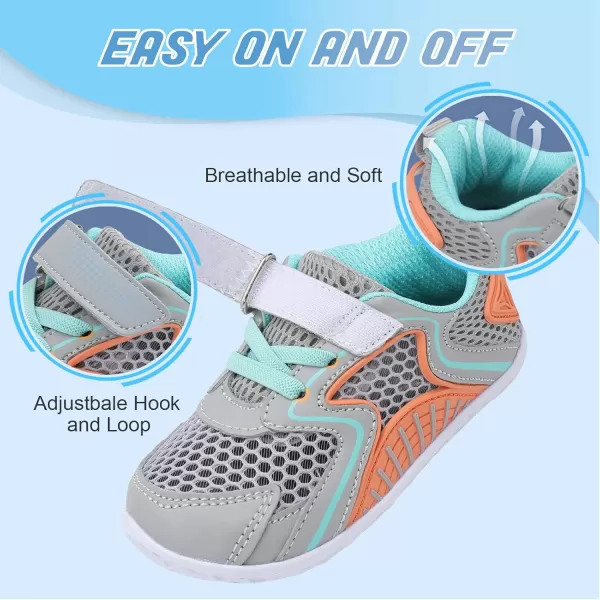 LRUN Toddler Sneakers Boys Girls Barefoot Summer Walking Shoes Toddler Boy Tennis Shoes Mesh LightweightLight Grey