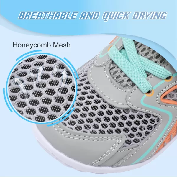 LRUN Toddler Sneakers Boys Girls Barefoot Summer Walking Shoes Toddler Boy Tennis Shoes Mesh LightweightLight Grey