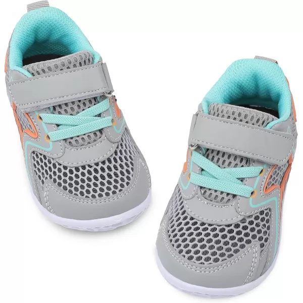 LRUN Toddler Sneakers Boys Girls Barefoot Summer Walking Shoes Toddler Boy Tennis Shoes Mesh LightweightLight Grey