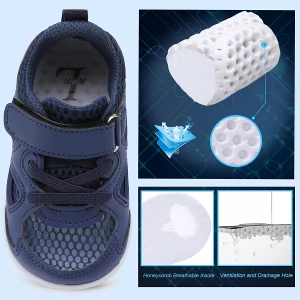 LRUN Toddler Sneakers Boys Girls Barefoot Summer Walking Shoes Toddler Boy Tennis Shoes Mesh LightweightNavy Blue