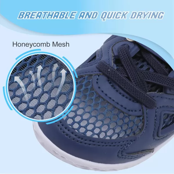 LRUN Toddler Sneakers Boys Girls Barefoot Summer Walking Shoes Toddler Boy Tennis Shoes Mesh LightweightNavy Blue