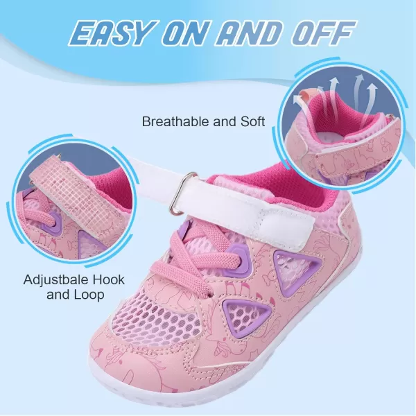 LRUN Toddler Sneakers Boys Girls Barefoot Summer Walking Shoes Toddler Boy Tennis Shoes Mesh LightweightPink Horse