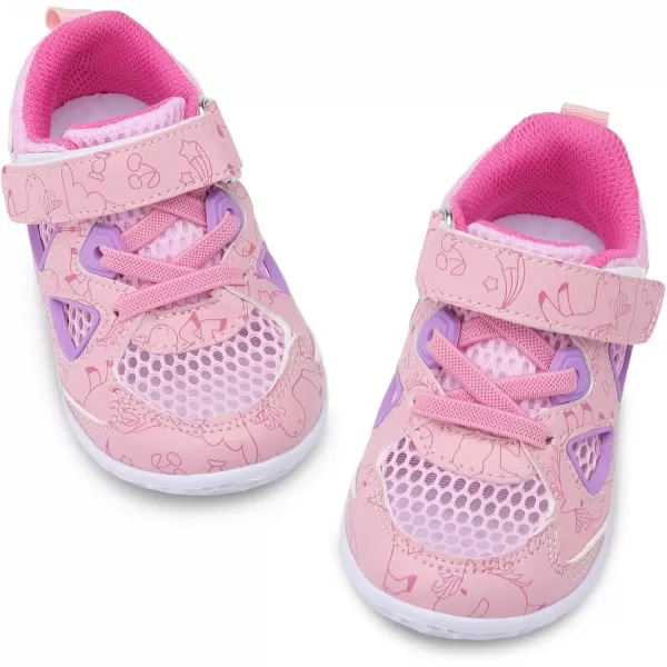 LRUN Toddler Sneakers Boys Girls Barefoot Summer Walking Shoes Toddler Boy Tennis Shoes Mesh LightweightPink Horse