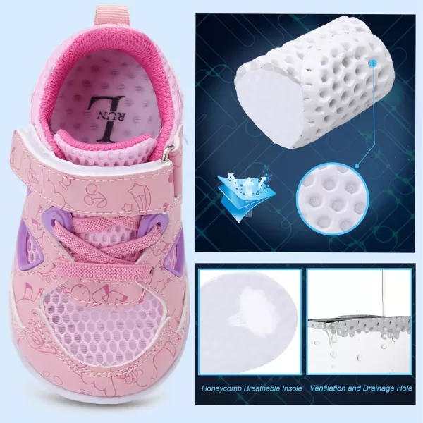 LRUN Toddler Sneakers Boys Girls Barefoot Summer Walking Shoes Toddler Boy Tennis Shoes Mesh LightweightPink Horse