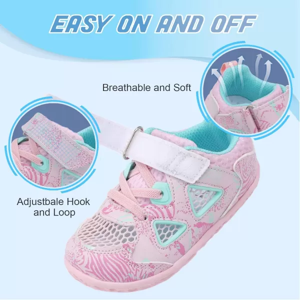 LRUN Toddler Sneakers Boys Girls Barefoot Summer Walking Shoes Toddler Boy Tennis Shoes Mesh LightweightPink Spots
