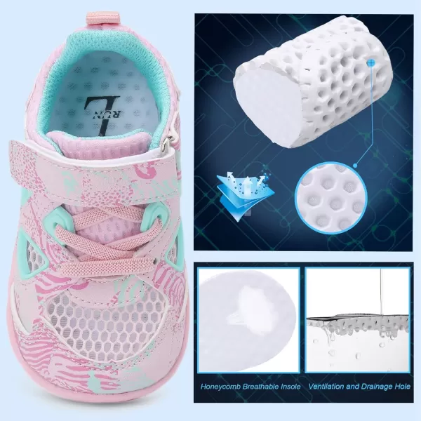 LRUN Toddler Sneakers Boys Girls Barefoot Summer Walking Shoes Toddler Boy Tennis Shoes Mesh LightweightPink Spots