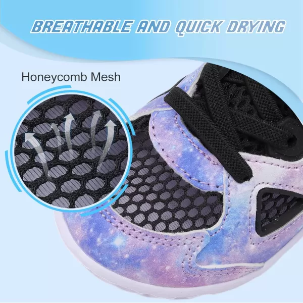 LRUN Toddler Sneakers Boys Girls Barefoot Summer Walking Shoes Toddler Boy Tennis Shoes Mesh LightweightStarry Purple