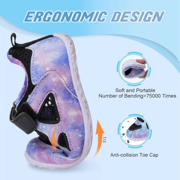 LRUN Toddler Sneakers Boys Girls Barefoot Summer Walking Shoes Toddler Boy Tennis Shoes Mesh LightweightStarry Purple