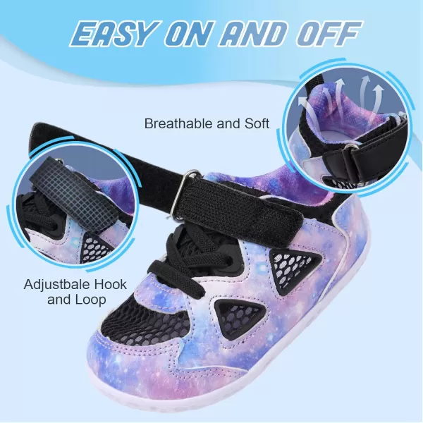 LRUN Toddler Sneakers Boys Girls Barefoot Summer Walking Shoes Toddler Boy Tennis Shoes Mesh LightweightStarry Purple