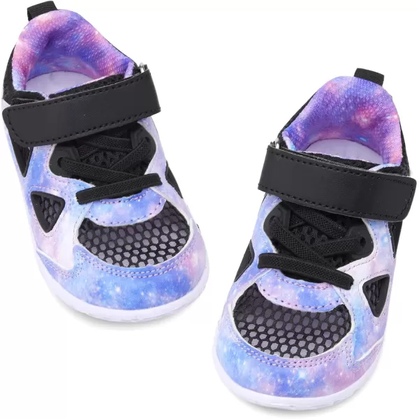 LRUN Toddler Sneakers Boys Girls Barefoot Summer Walking Shoes Toddler Boy Tennis Shoes Mesh LightweightStarry Purple
