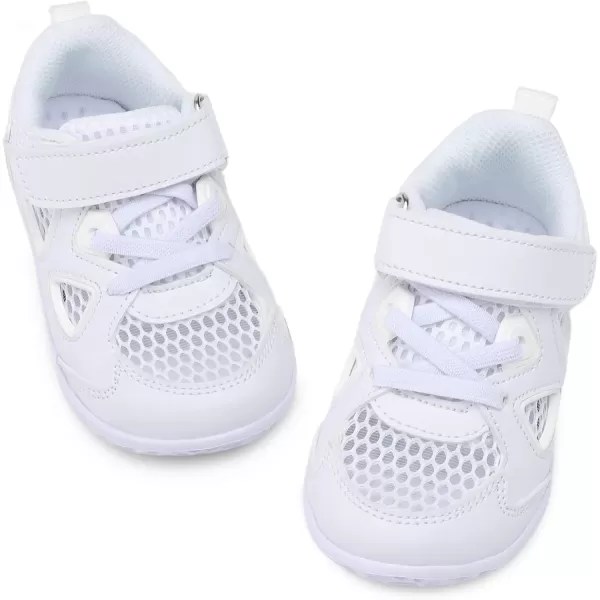 LRUN Toddler Sneakers Boys Girls Barefoot Summer Walking Shoes Toddler Boy Tennis Shoes Mesh LightweightWhite