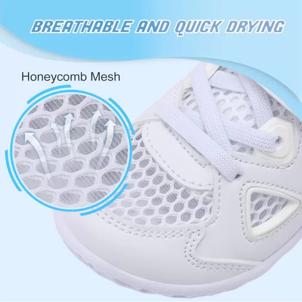 LRUN Toddler Sneakers Boys Girls Barefoot Summer Walking Shoes Toddler Boy Tennis Shoes Mesh LightweightWhite