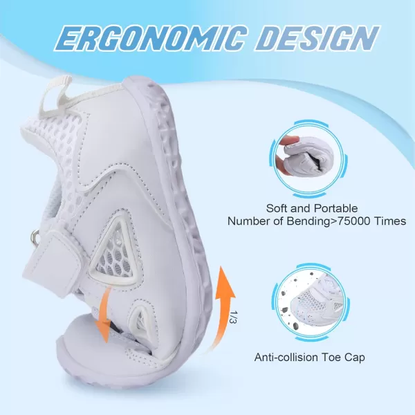 LRUN Toddler Sneakers Boys Girls Barefoot Summer Walking Shoes Toddler Boy Tennis Shoes Mesh LightweightWhite