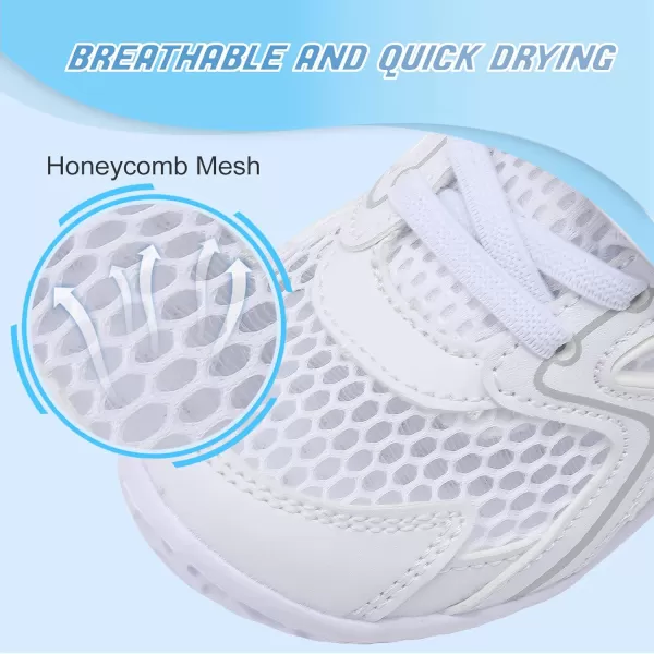 LRUN Toddler Sneakers Boys Girls Barefoot Summer Walking Shoes Toddler Boy Tennis Shoes Mesh LightweightWhite Silver