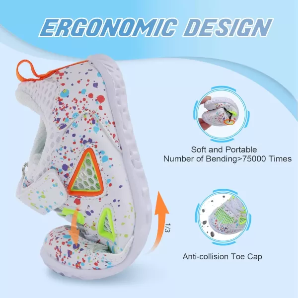 LRUN Toddler Sneakers Boys Girls Barefoot Summer Walking Shoes Toddler Boy Tennis Shoes Mesh LightweightWhite Spots