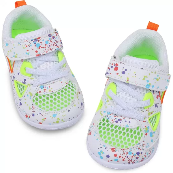 LRUN Toddler Sneakers Boys Girls Barefoot Summer Walking Shoes Toddler Boy Tennis Shoes Mesh LightweightWhite Spots