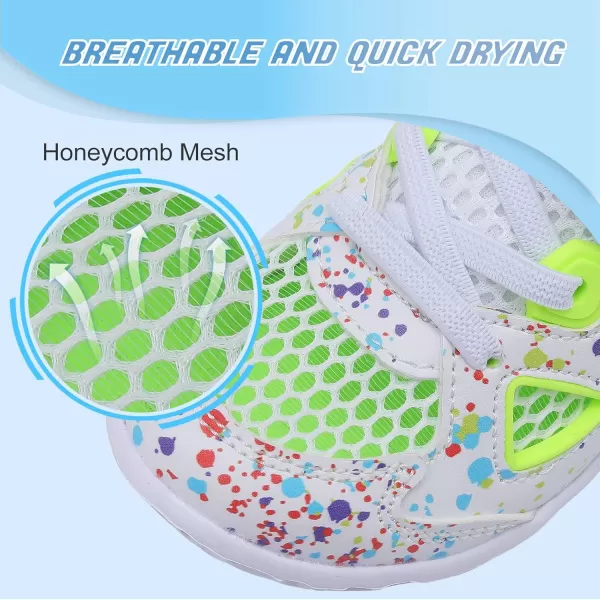 LRUN Toddler Sneakers Boys Girls Barefoot Summer Walking Shoes Toddler Boy Tennis Shoes Mesh LightweightWhite Spots