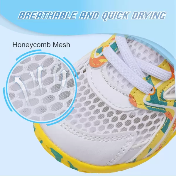 LRUN Toddler Sneakers Boys Girls Barefoot Summer Walking Shoes Toddler Boy Tennis Shoes Mesh LightweightWhite Yellow