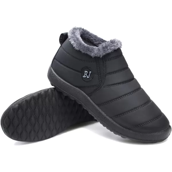 LRUN Womens Boots Ankle Snow Boots Wide Slip on Mens Winter Boots Warm Lightweight Outdoor Footwear BarefootBlack
