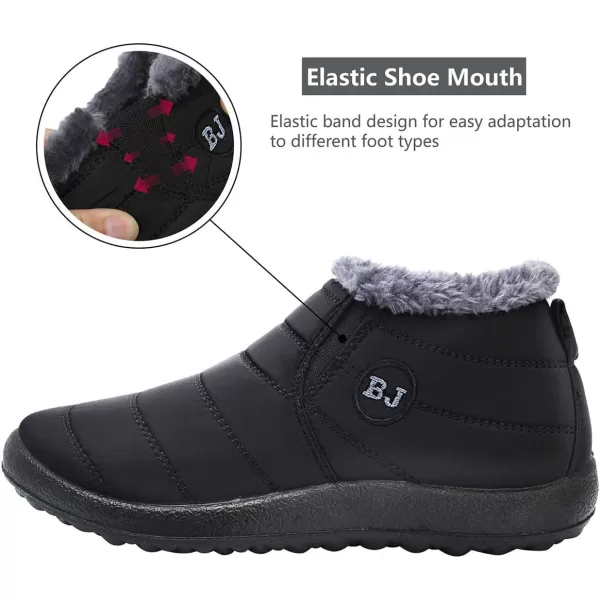 LRUN Womens Boots Ankle Snow Boots Wide Slip on Mens Winter Boots Warm Lightweight Outdoor Footwear BarefootBlack