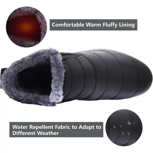 LRUN Womens Boots Ankle Snow Boots Wide Slip on Mens Winter Boots Warm Lightweight Outdoor Footwear BarefootBlack