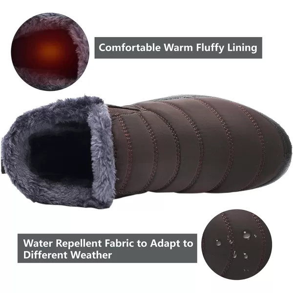 LRUN Womens Boots Ankle Snow Boots Wide Slip on Mens Winter Boots Warm Lightweight Outdoor Footwear BarefootBrown