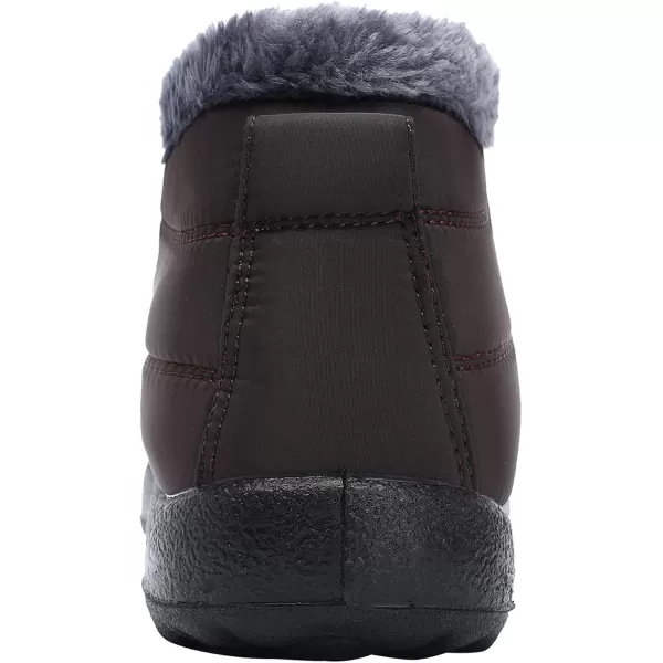 LRUN Womens Boots Ankle Snow Boots Wide Slip on Mens Winter Boots Warm Lightweight Outdoor Footwear BarefootBrown