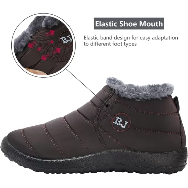 LRUN Womens Boots Ankle Snow Boots Wide Slip on Mens Winter Boots Warm Lightweight Outdoor Footwear BarefootBrown