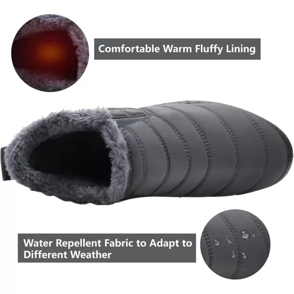 LRUN Womens Boots Ankle Snow Boots Wide Slip on Mens Winter Boots Warm Lightweight Outdoor Footwear BarefootGrey