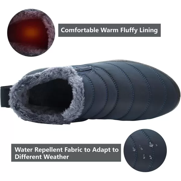 LRUN Womens Boots Ankle Snow Boots Wide Slip on Mens Winter Boots Warm Lightweight Outdoor Footwear BarefootNavy