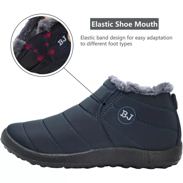 LRUN Womens Boots Ankle Snow Boots Wide Slip on Mens Winter Boots Warm Lightweight Outdoor Footwear BarefootNavy